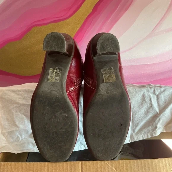 Miz Mooz Deep Red Button Detail Heeled Boots - Picture 7 of 16